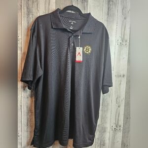 Antigua Black Polo Shirt with Gold Boston Bruins Logo